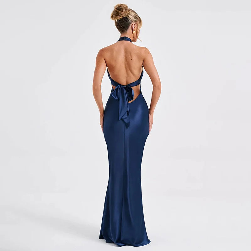 Robe satinée dos nu lacée Belle Vie Market