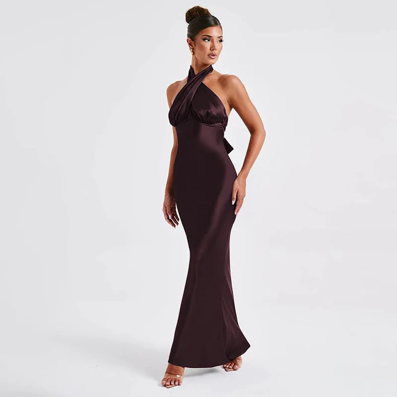 Robe satinée dos nu lacée Belle Vie Market