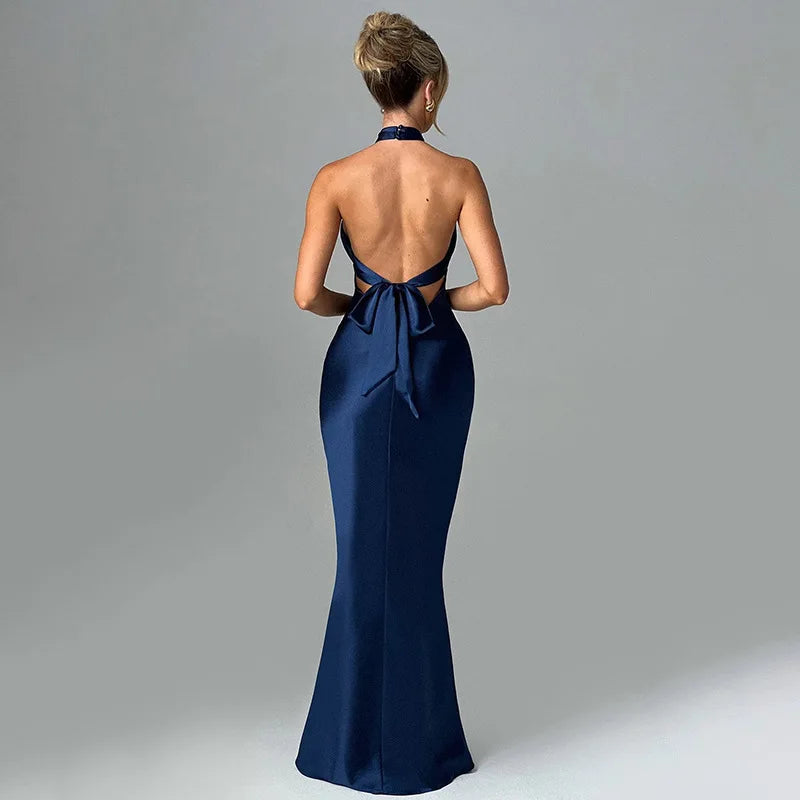 Robe satinée dos nu lacée Belle Vie Market