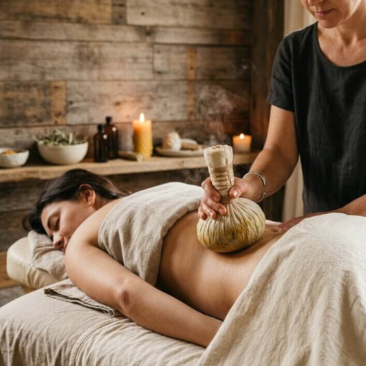 woman having back massage