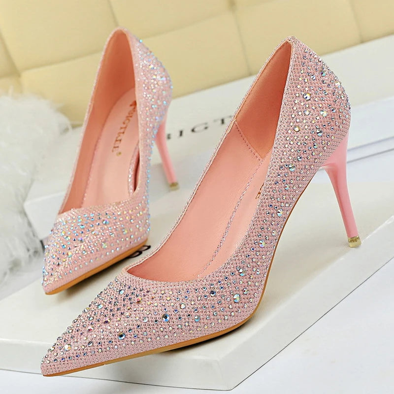 Escarpins à talon aiguille étincelants - Chaussures de mariage et soirée Rose7cm Belle Vie Market