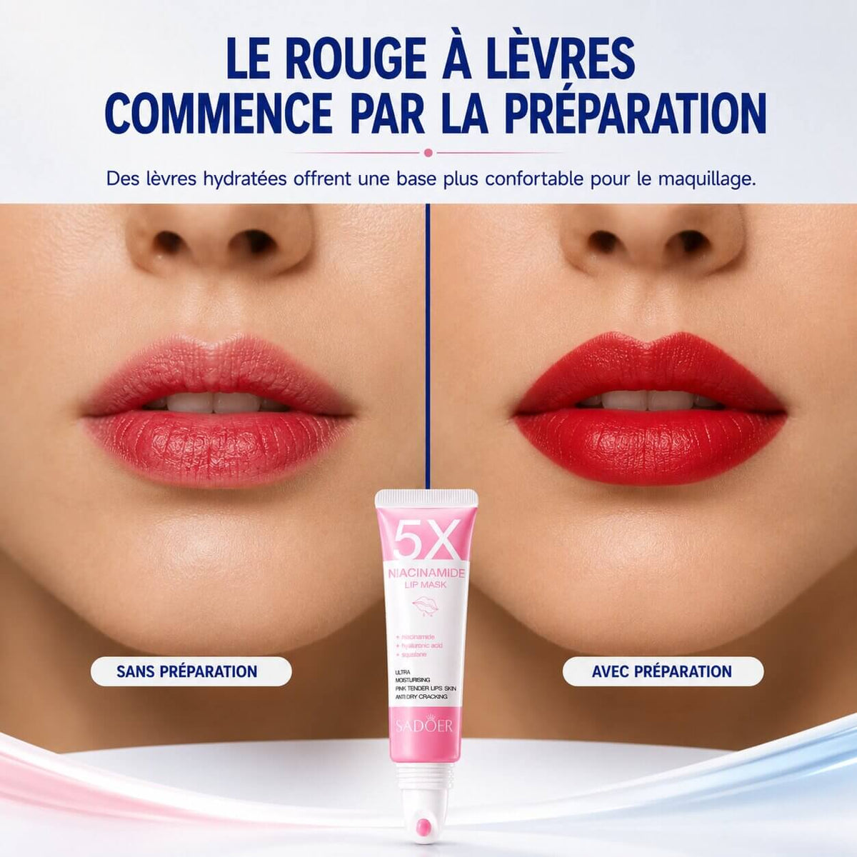 LÈVRES ROSES Bellevie™ - Masque Réparateur 5X Niacinamide Belle Vie Market Soulagement du mal dos en 5 minutes