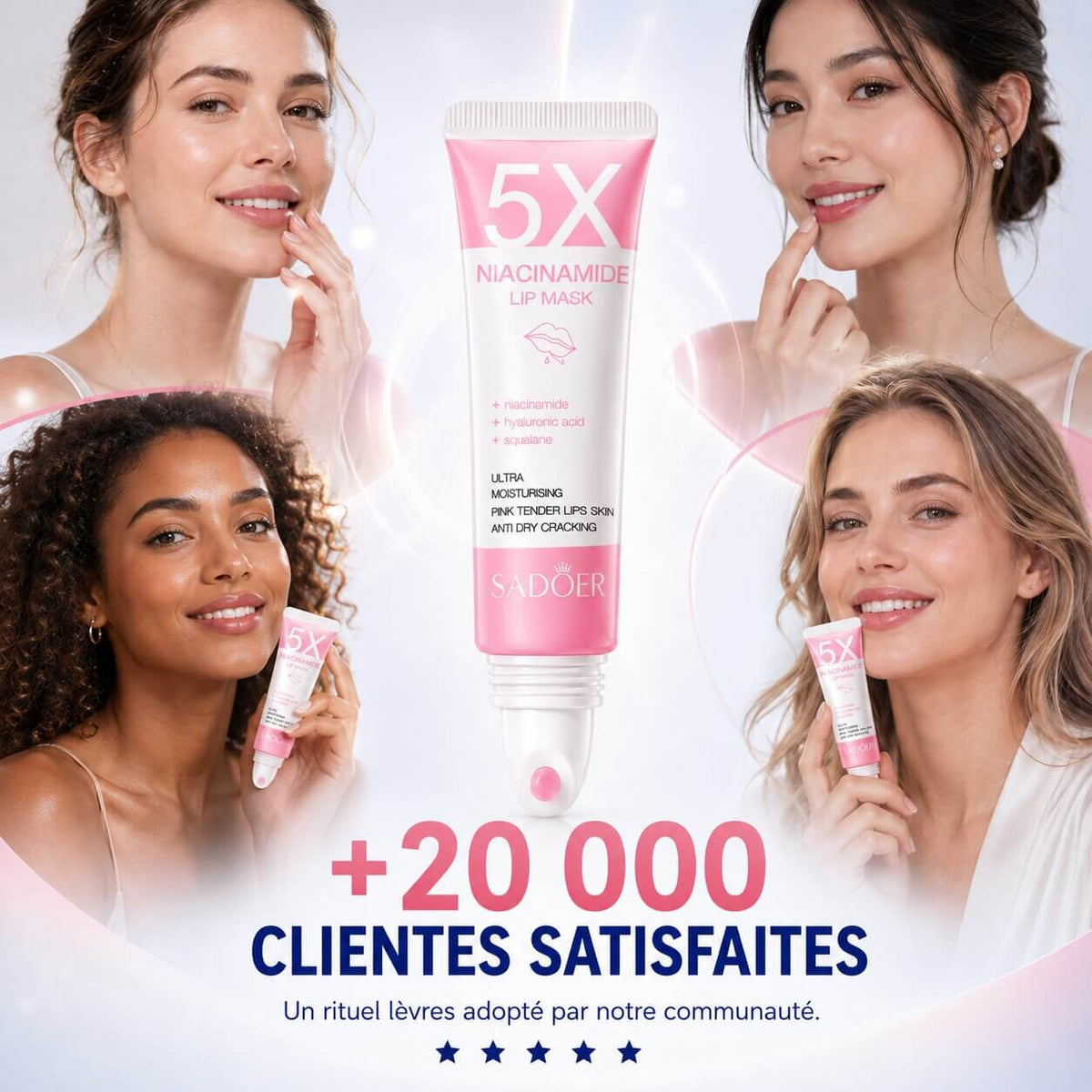 LÈVRES ROSES Bellevie™ - Masque Réparateur 5X Niacinamide Belle Vie Market Soulagement du mal dos en 5 minutes