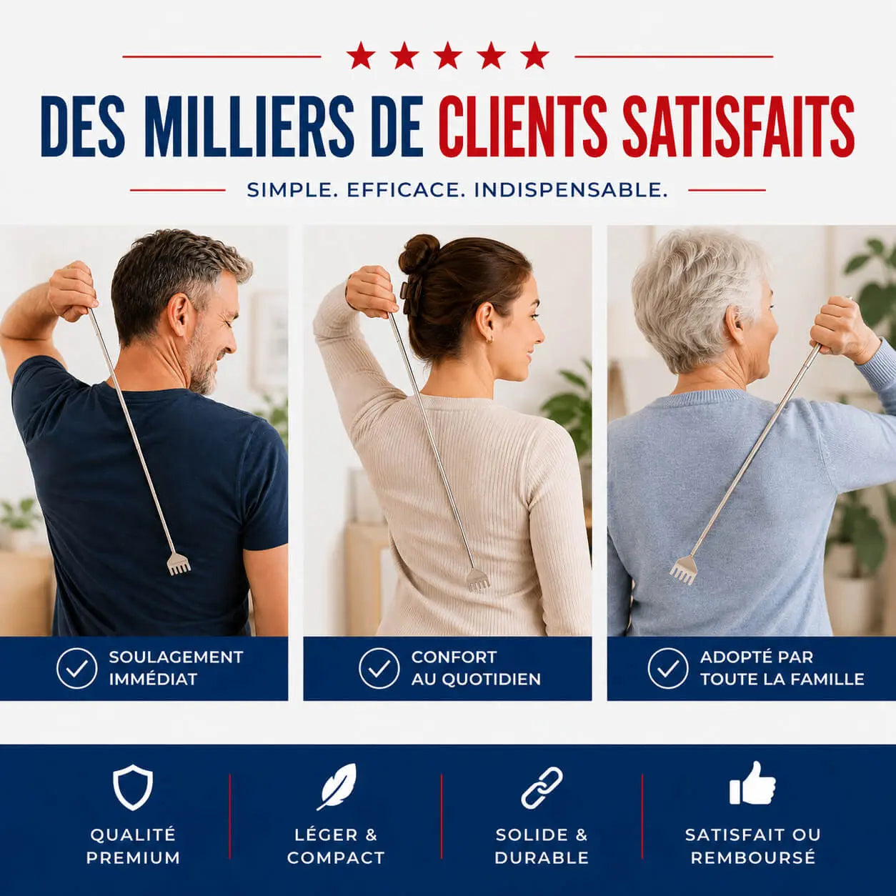 Gratte-dos télescopique Bellevie™ Belle Vie Market Soulagement du mal dos en 5 minutes