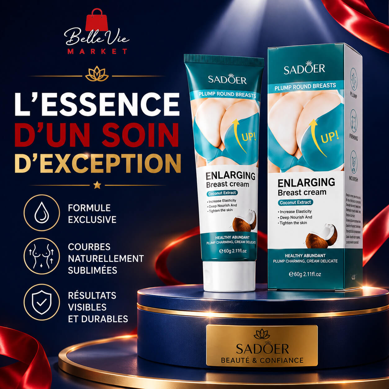 Crème Seins Sublimes Bellevie™ pour des seins plus fermes, galbés et embellis Belle Vie Market Soulagement du mal dos en 5 minutes